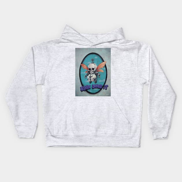 Skull Fairy | Fairy Cyborg Troll | easy does it | Graffiti Street Art skull master | bug skeleton Kids Hoodie by Tiger Picasso